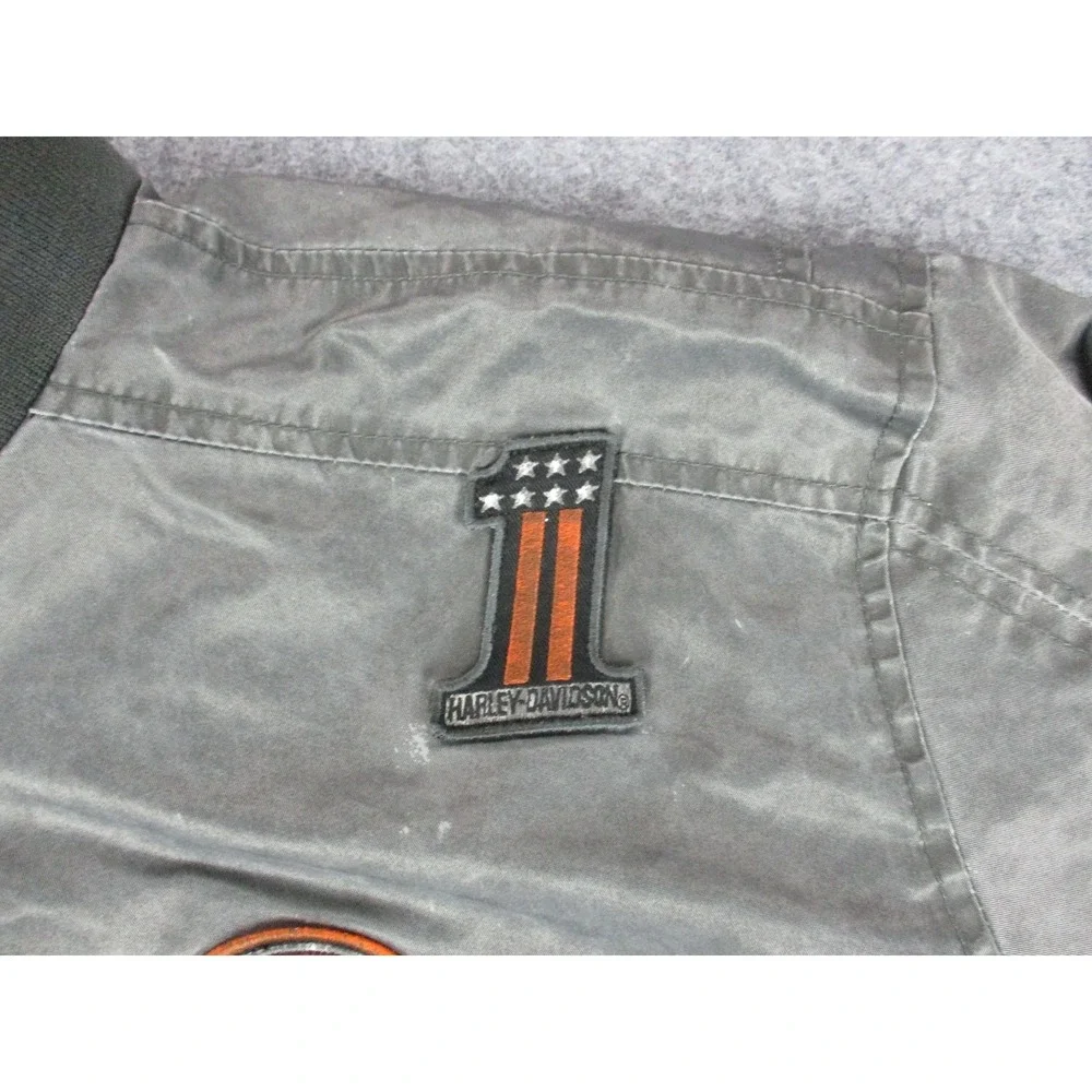 Harley Davidson Jacket Mens Extra Large Gray Eagle Mechanic Bomber Lined Coat